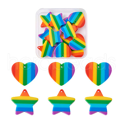 Yilisi 12Pcs 2 Style Plastic Stripe Pendants KY-YS0001-03-1