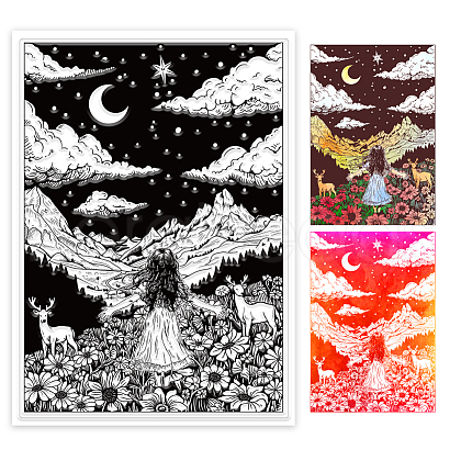 Girl & Tree of Life Custom PVC Stamps DIY-WH0582-0003-1