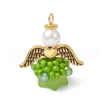 Glass Seed Beaded Angel Pendants PALLOY-MZ00713-04-1