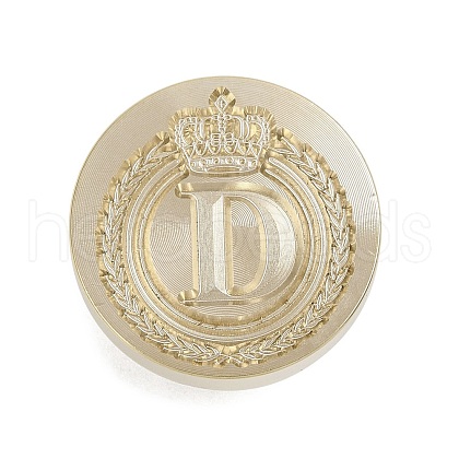 Golden Tone Crown Initial Wax Seal Brass Stamp Heads AJEW-A065-01D-1