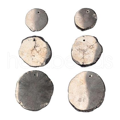 Natural Pyrite Gemstone Pendants G-G909-02-1