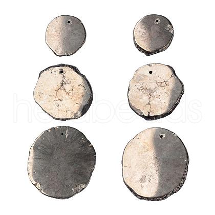 Natural Pyrite Gemstone Pendants G-G909-02-1