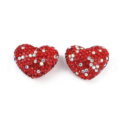 Heart Shaped Polymer Clay Rhinestone Beads CLAY-NH0002-01B-1