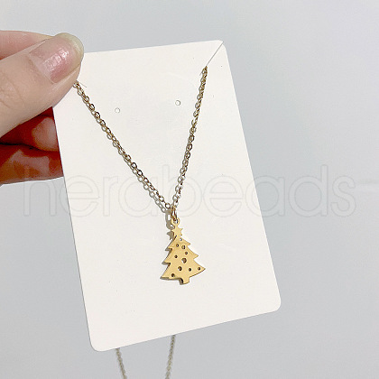 Christmas Stainless Steel Pendant Cable Chain Necklaces NG7275-1-1