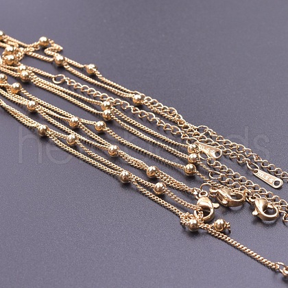 1.5mm Unisex 304 Stainless Steel Satellite Chains Necklaces GC8699-2-1