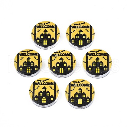 Halloween Printed Natural Wood Beads WOOD-T021-74-1