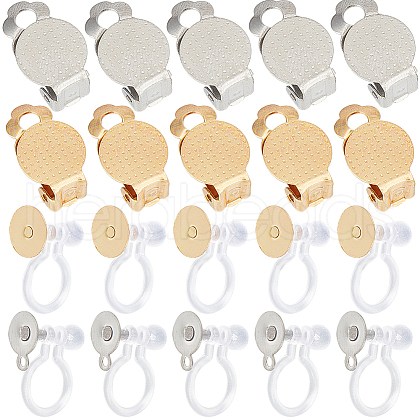 SUNNYCLUE 40Pcs 4 Styles 304 Stainless Steel Clip-on Earring Findings STAS-SC0008-32-1