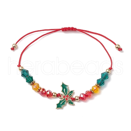 Christmas Glass Braided Bead Bracelets BJEW-JB10892-03-1