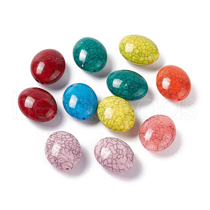 Crackle Opaque Acrylic Beads OACR-C006-17-1