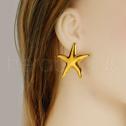 Stylish 304 Stainless Steel Starfish Stud Earrings UL8243-2-1