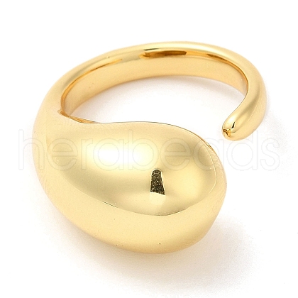 Rack Plating Brass Teardrop Open Cuff Ring for Women RJEW-A016-03G-1