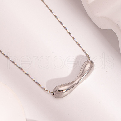 Elegant Stainless Steel Peanut-Shaped Pendant Necklaces PE9238-2-1