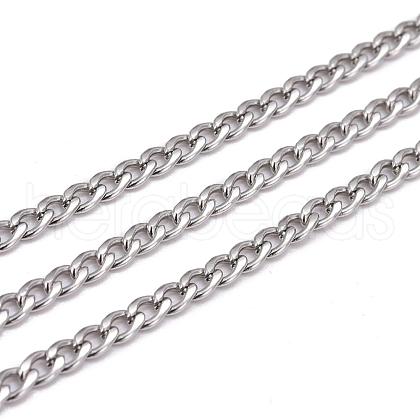 304 Stainless Steel Twisted Chains for Men's Necklace Making CHS-K001-86-1