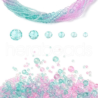 6 Styles Gradient Color Transparent Painted Glass Beads Strands DGLA-YW0001-28J-1