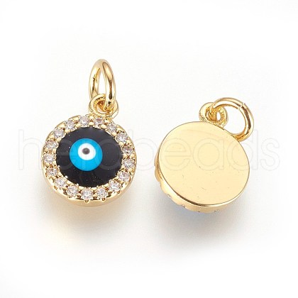 Brass Micro Pave Cubic Zirconia Charms X-ZIRC-G150-13G-1