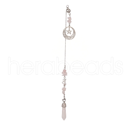 Natural Rose Quartz Pointed Dowsing Pendulums PALLOY-JF02009-05-1