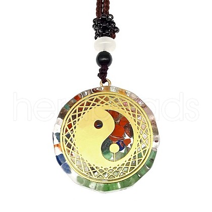 Orgonite Chakra Natural & Synthetic Mixed Stone Pendant Necklaces PZ4674-19-1