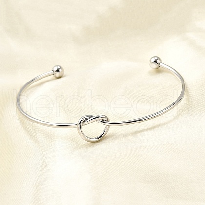 Heart 304 Stainless Steel Open Cuff Bangles BJEW-M113-01P-1