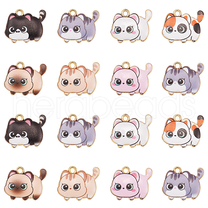 35Pcs 7 Styles Printed Alloy Pendants ENAM-CJ0005-24-1