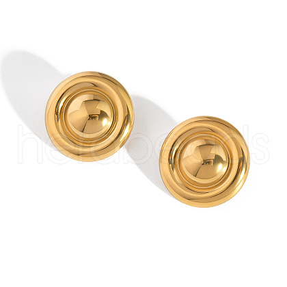 European Stainless Steel Flat Round Stud Earrings DC0079-1-1