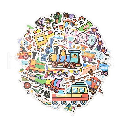56Pcs Cartoon Train Theme PVC Waterproof Stickers STIC-Z002-09-1