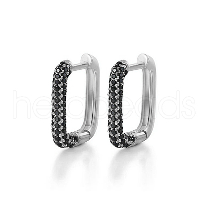 Rectangle S925 Sterling Silver Hoop Earrings AK6460-4-1