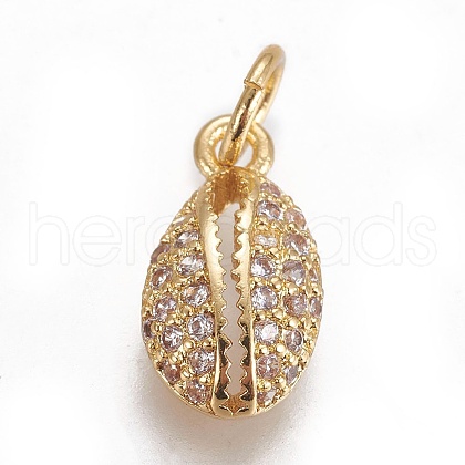Brass Micro Pave Cubic Zirconia Charms X-ZIRC-E145-80G-1