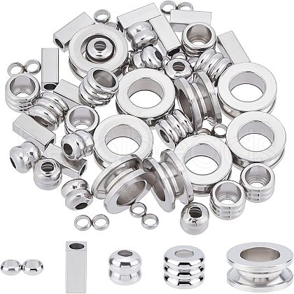 Unicraftale 50Pcs 5 Style 304 Stainless Steel Beads STAS-UN0031-10-1