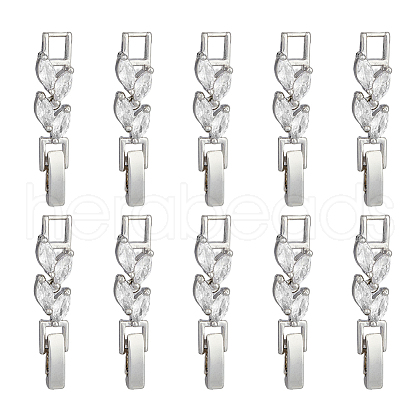 SUPERFINDINGS 10Pcs Brass Clear Cubic Zirconia Watch Band Clasps ZIRC-FH0001-38P-1