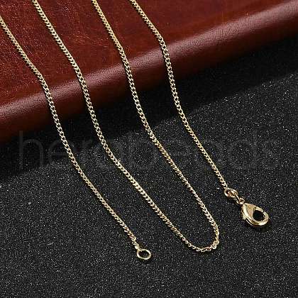 1mm Rack Plating Brass Curb Chain Necklaces for Women Men MAK-L044-26G-1