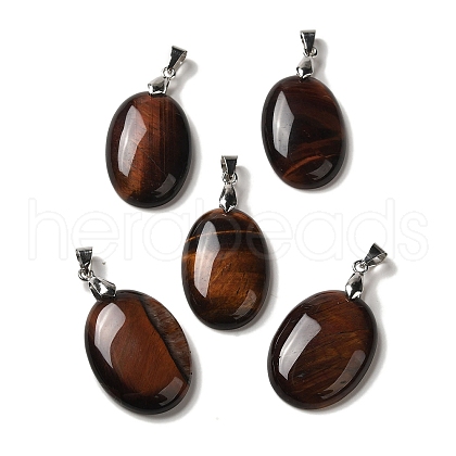 Dyed & Heated Natural Red Tiger Eye Pendants G-Z055-03P-20-1