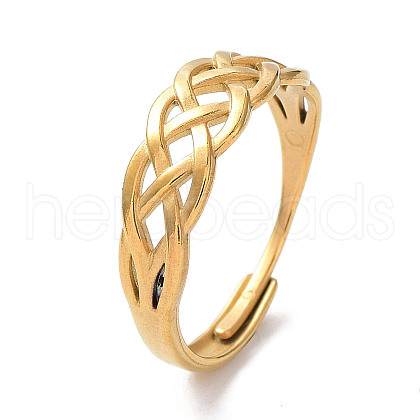 Ion Plating(IP) 304 Stainless Steel Hollow Sailor's Knot Adjustable Rings RJEW-D006-21G-1