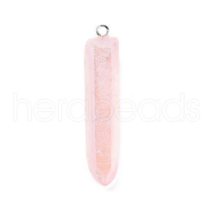Electroplated Natural Quartz Pendants G-P315-B01-08P-1