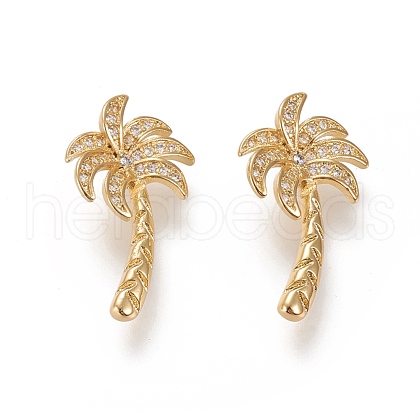 Brass Micro Pave Clear Cubic Zirconia Pendants X-ZIRC-L091-065G-1