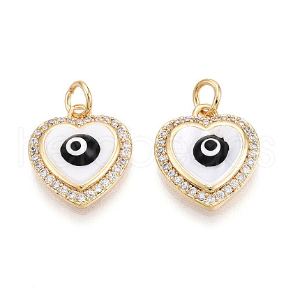 Brass Micro Pave Cubic Zirconia Charms KK-N257-18G-1
