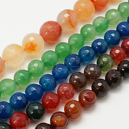 Natural Agate Beads Strands G-G392-6mm-M-1