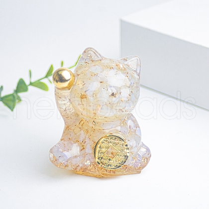Resin Fortune Cat Display Decoration PW-WG70599-08-1