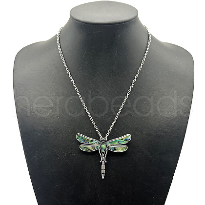 Vintage Alloy & Resin Dragonfly Pendant Necklaces QO5261-2-1