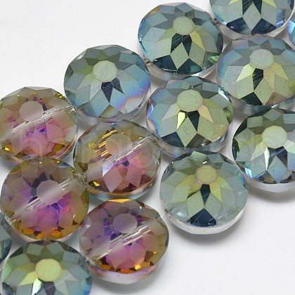 Electroplate Glass Beads Strands EGLA-Q084-14mm-02-1