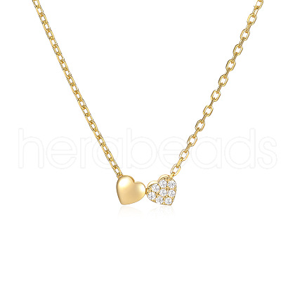 Double Heart 925 Sterling Silver Cubic Zirconia Pendant Necklaces XF5253-1