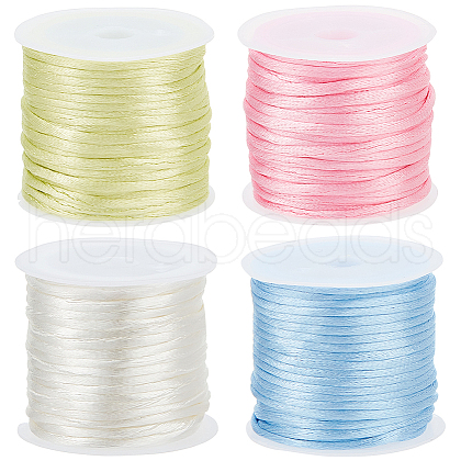 SUNNYCLUE 4 Rolls 4 Colors Nylon Rattail Satin Cord NWIR-SC0001-20B-1