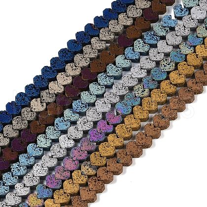Electroplated Natural Lava Rock Beads Strands G-Q1009-G01-02-1