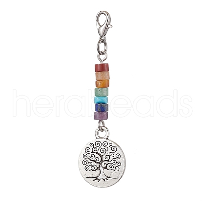 Alloy Tree of Life Pendant Decorations HJEW-JM02062-01-1