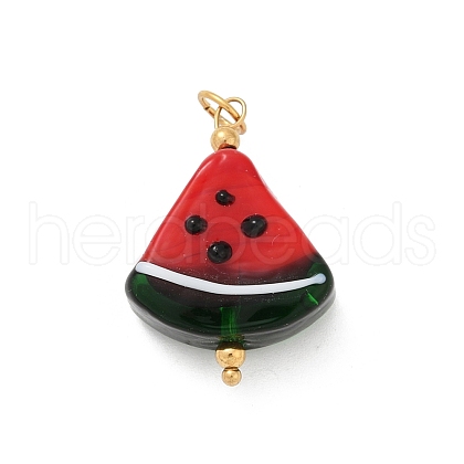 304 Stainless Steel with Handmade Lampwork Pendants STAS-S179-01G-B-1