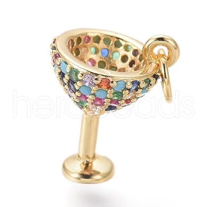 Brass Micro Pave Cubic Zirconia Charms ZIRC-I032-31G-1
