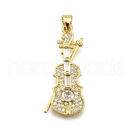 Rack Plating Brass Micro Pave Cubic Zirconia Pendants KK-K401-61A-G-1
