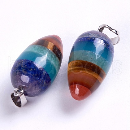 Chakras Natural Mixed Stone Pointed Pendants G-J384-05A-1