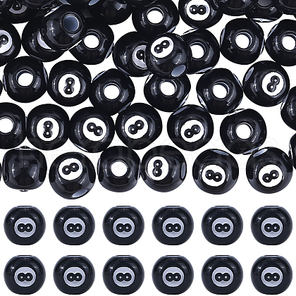 SUNNYCLUE 100Pcs 8 Ball Spray Painted Acrylic Beads SACR-SC0001-33-1