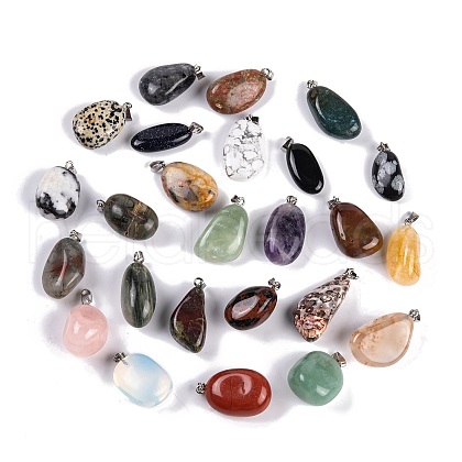 Natural & Synthetic Mixed Gemstone Pendants G-Q172-03P-1