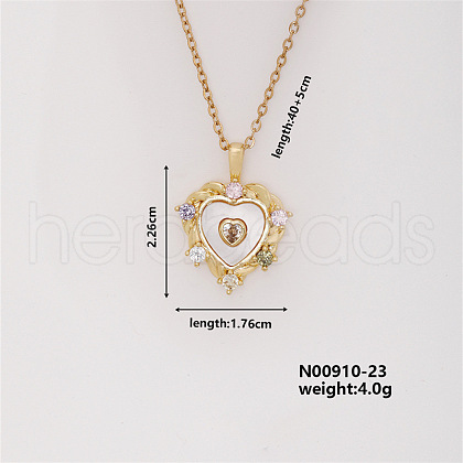Elegant Fashion Brass Rhinestone Luxury Heart Charm Necklaces for Women IF2334-3-1